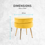Ottoman Foot Stool Velvet Fabric Metal Leg Round YELLOW - Furniture > Living Room