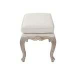 Ottoman Linen Fabric Beige Oak Wood White Washed Finish - Furniture > Living Room