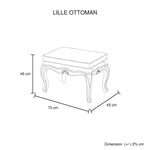 Ottoman Linen Fabric Beige Oak Wood White Washed Finish - Furniture > Living Room