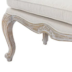 Ottoman Linen Fabric Beige Oak Wood White Washed Finish - Furniture > Living Room