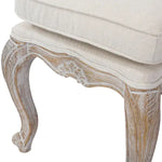 Ottoman Linen Fabric Beige Oak Wood White Washed Finish - Furniture > Living Room
