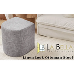 Ottoman Stool Linen Fabric Footstool Foot Rest Pouffe Pouf Seat - Dark Grey - Furniture > Living Room > Ottomans &