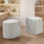 Ottoman Stool Linen Fabric Footstool Foot Rest Pouffe Pouf Seat - Cream Grey - Furniture > Living Room > Ottomans &