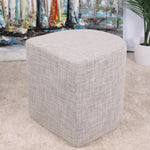Ottoman Stool Linen Fabric Footstool Foot Rest Pouffe Pouf Seat - Cream Grey - Furniture > Living Room > Ottomans &