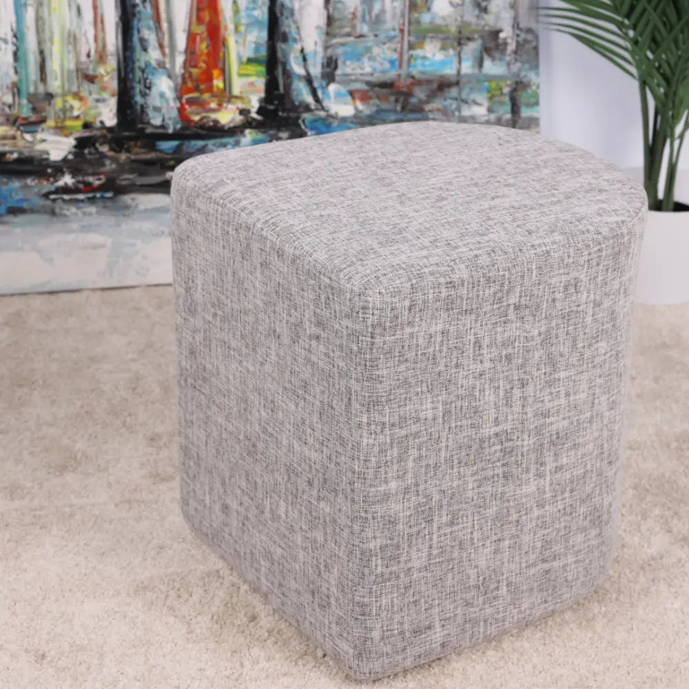 Ottoman Stool Linen Fabric Footstool Foot Rest Pouffe Pouf Seat - Dark Grey - Furniture > Living Room > Ottomans &