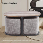 Ottoman Stool Linen Fabric Footstool Foot Rest Pouffe Pouf Seat - Dark Grey - Furniture > Living Room > Ottomans &