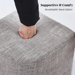 Ottoman Stool Linen Fabric Footstool Foot Rest Pouffe Pouf Seat - Dark Grey - Furniture > Living Room > Ottomans &