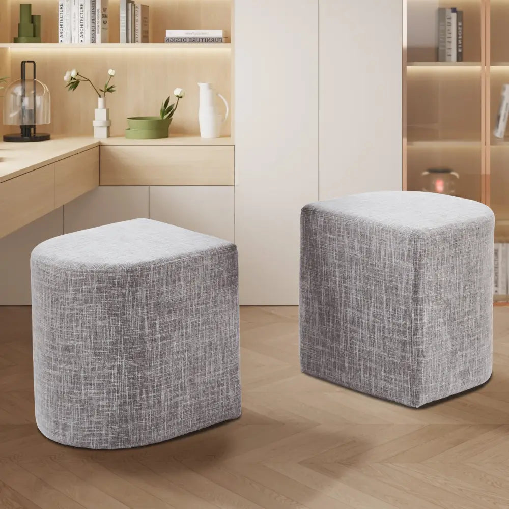 Ottoman Stool Linen Fabric Footstool Foot Rest Pouffe Pouf Seat - Dark Grey - Furniture > Living Room > Ottomans &
