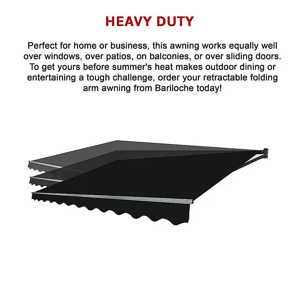 Outdoor Folding Arm Awning Retractable Sunshade Canopy Black 3.0m x 2.5m - Home & Garden > Shading