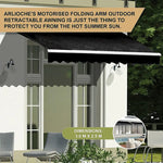 Outdoor Folding Arm Awning Retractable Sunshade Canopy Black 3.0m x 2.5m - Home & Garden > Shading