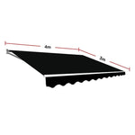 Outdoor Folding Arm Awning Retractable Sunshade Canopy Black 4.0m x 3.0m - Home & Garden > Shading