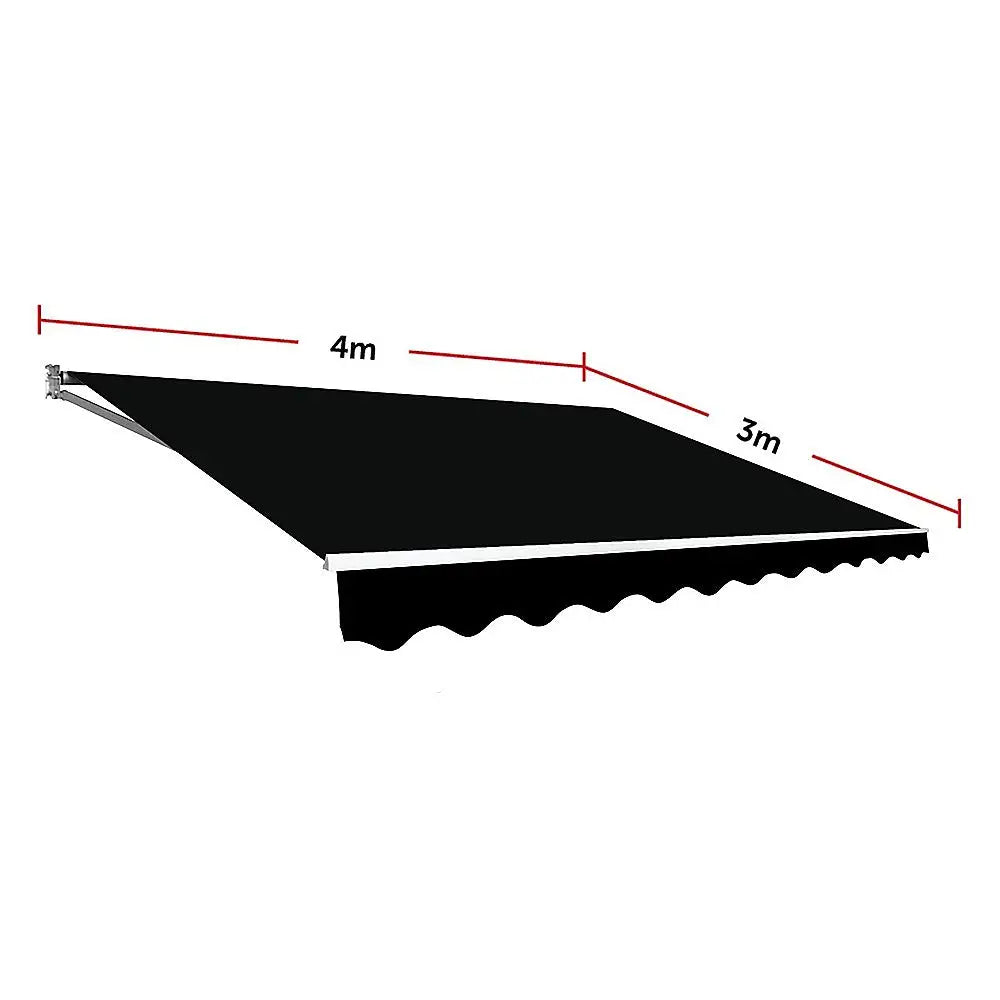 Outdoor Folding Arm Awning Retractable Sunshade Canopy Black 4.0m x 3.0m - Home & Garden > Shading