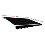Outdoor Folding Arm Awning Retractable Sunshade Canopy Black 4.0m x 2.5m - Home & Garden > Shading