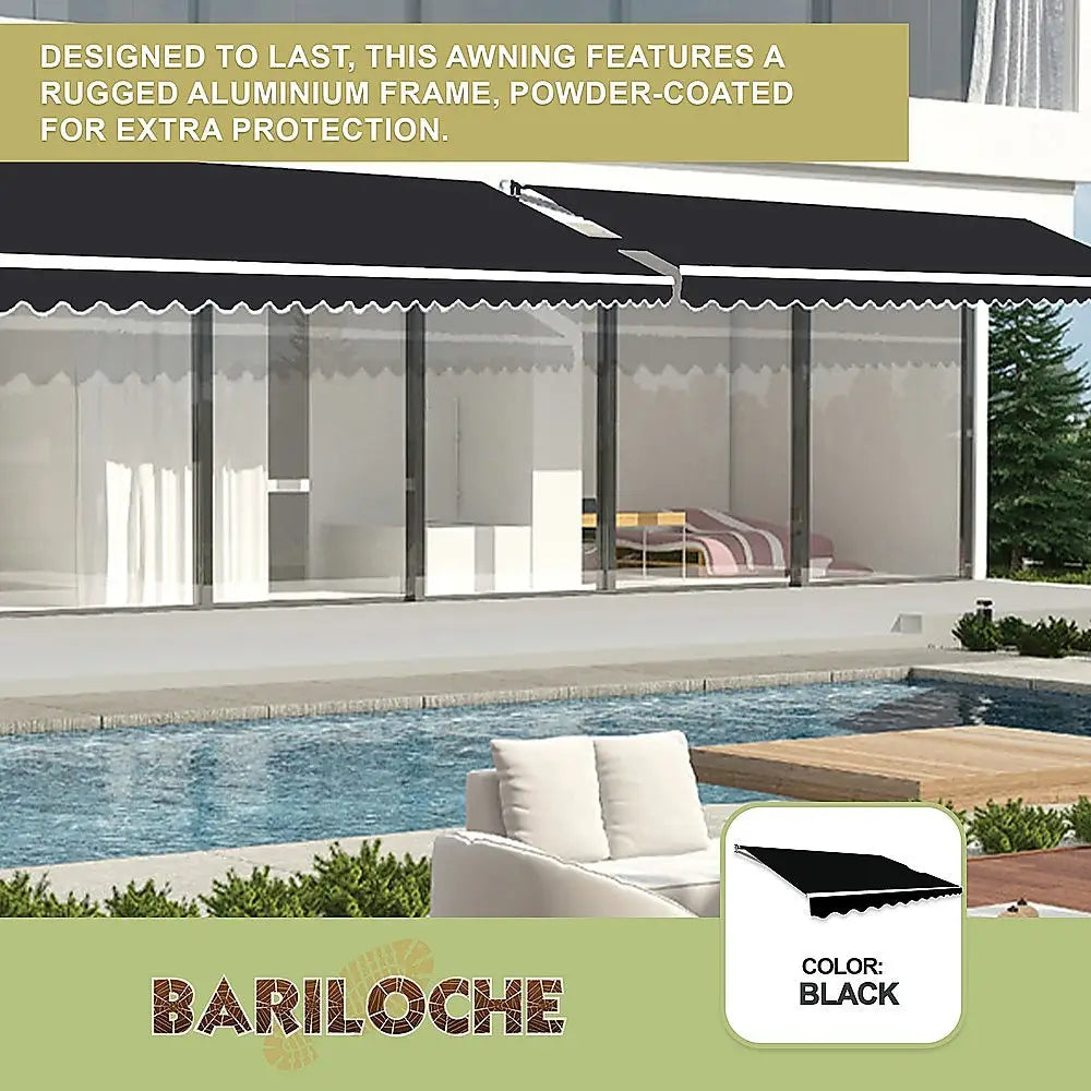 Outdoor Folding Arm Awning Retractable Sunshade Canopy Black 4.0m x 2.5m - Home & Garden > Shading