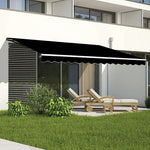 Outdoor Folding Arm Awning Retractable Sunshade Canopy Black 4.0m x 3.0m - Home & Garden > Shading