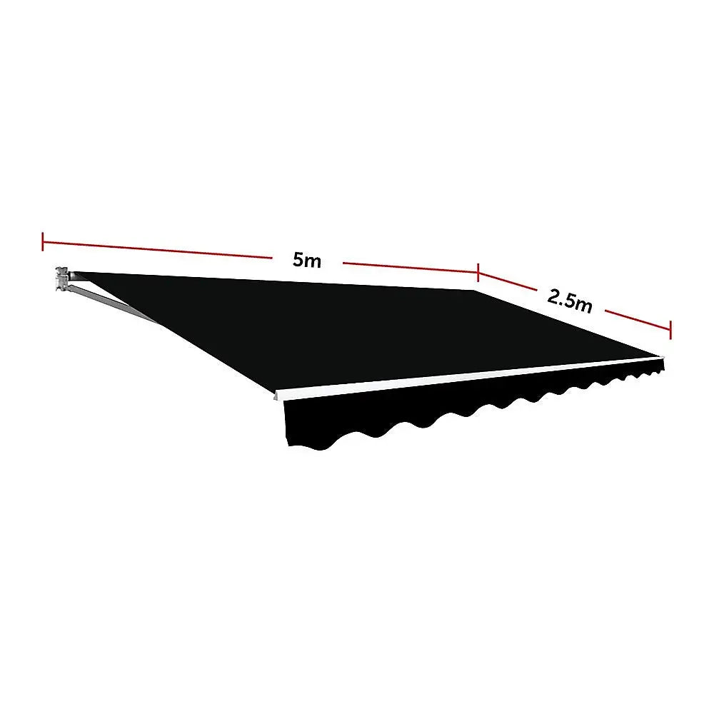 Outdoor Folding Arm Awning Retractable Sunshade Canopy Black 5.0m x 2.5m - Home & Garden > Shading