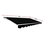 Outdoor Folding Arm Awning Retractable Sunshade Canopy Black 5.0m x 2.5m - Home & Garden > Shading
