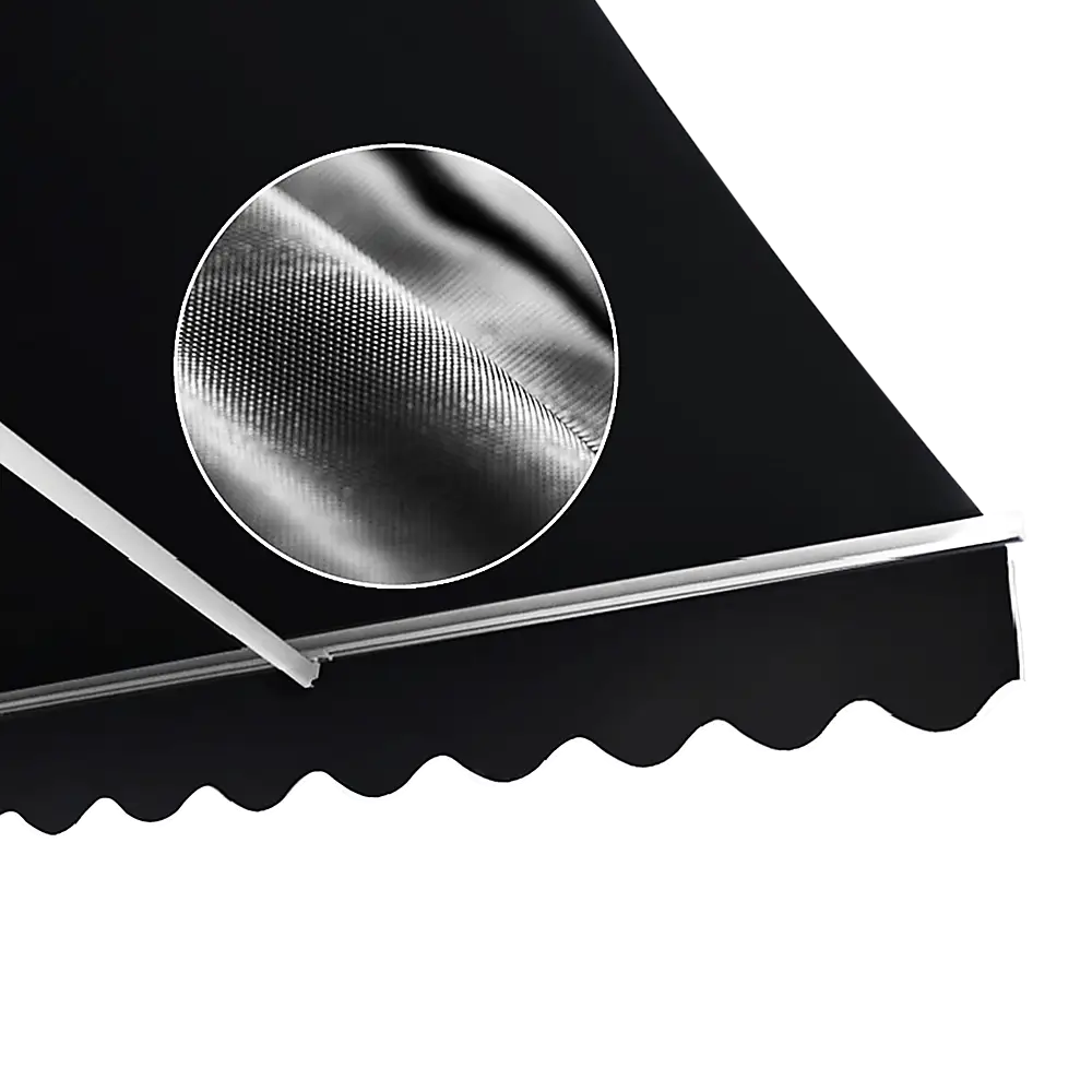 Outdoor Folding Arm Awning Retractable Sunshade Canopy Black 5.0m x 3.0m - Home & Garden > Shading