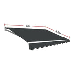 Outdoor Folding Arm Awning Retractable Sunshade Canopy Grey 3.0m x 2.5m - Home & Garden > Shading