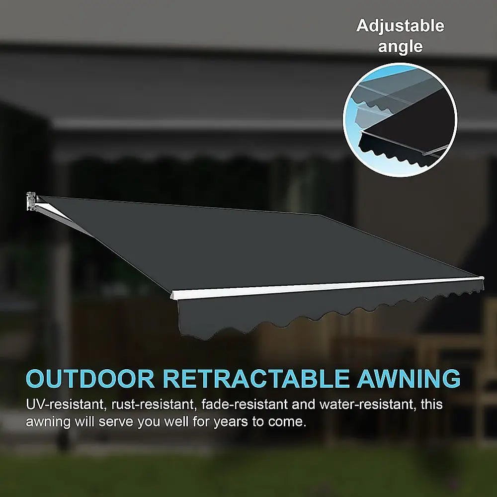 Outdoor Folding Arm Awning Retractable Sunshade Canopy Grey 3.0m x 2.5m - Home & Garden > Shading