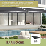Outdoor Folding Arm Awning Retractable Sunshade Canopy Grey 3.0m x 2.5m - Home & Garden > Shading