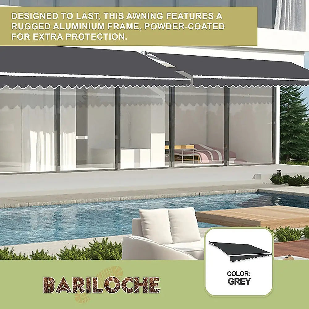 Outdoor Folding Arm Awning Retractable Sunshade Canopy Grey 3.0m x 2.5m - Home & Garden > Shading