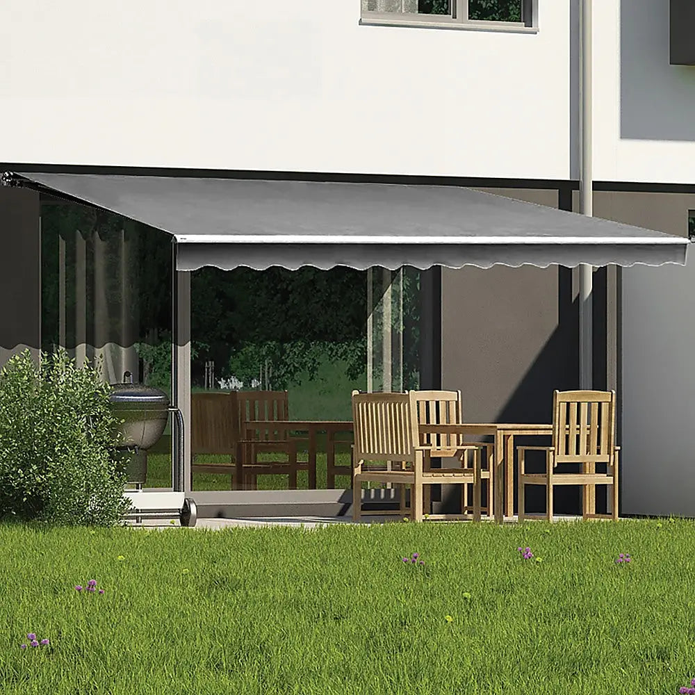 Outdoor Folding Arm Awning Retractable Sunshade Canopy Grey 3.0m x 2.5m - Home & Garden > Shading