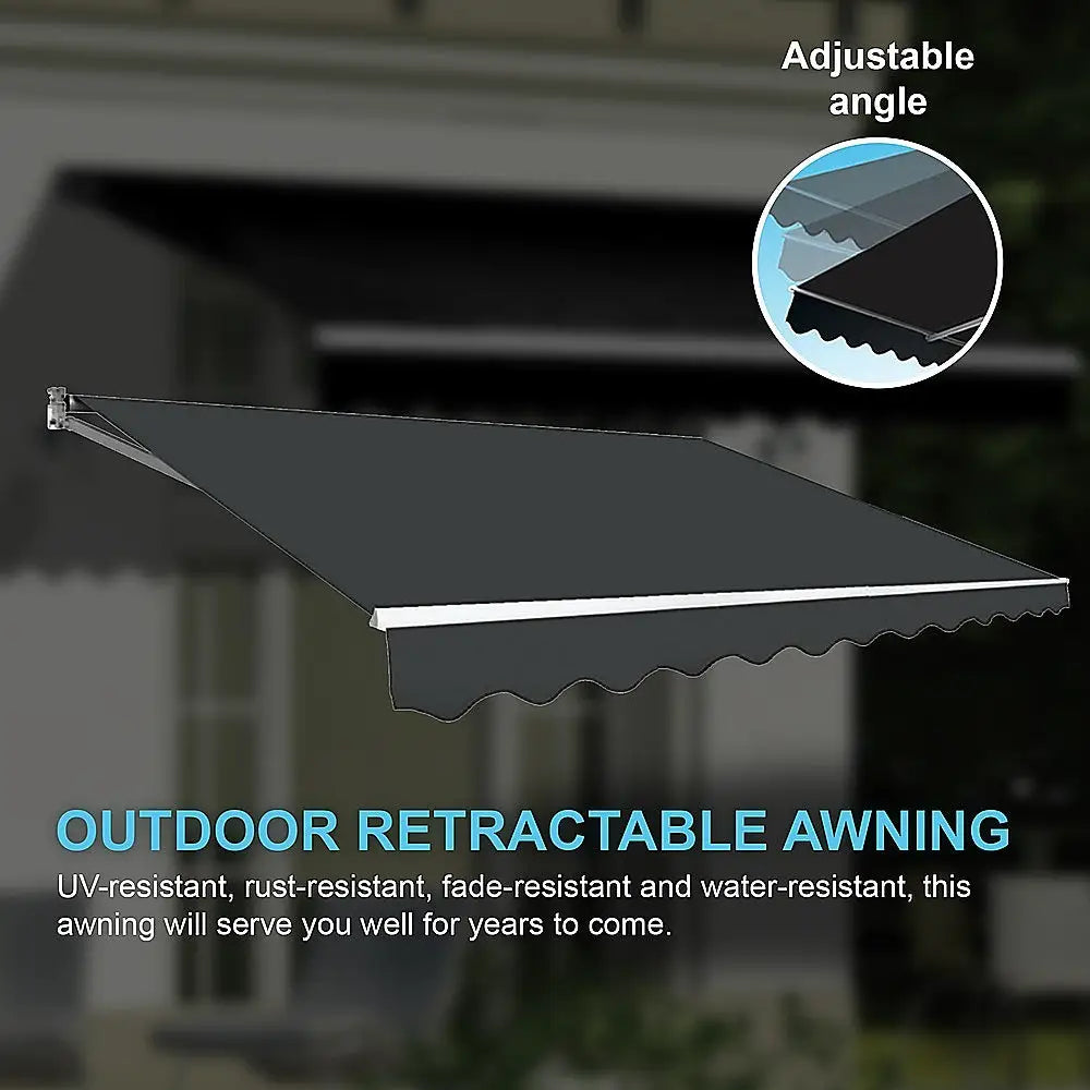 Outdoor Folding Arm Awning Retractable Sunshade Canopy Grey 4.0m x 2.5m - Home & Garden > Shading