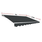 Outdoor Folding Arm Awning Retractable Sunshade Canopy Grey 4.0m x 2.5m - Home & Garden > Shading