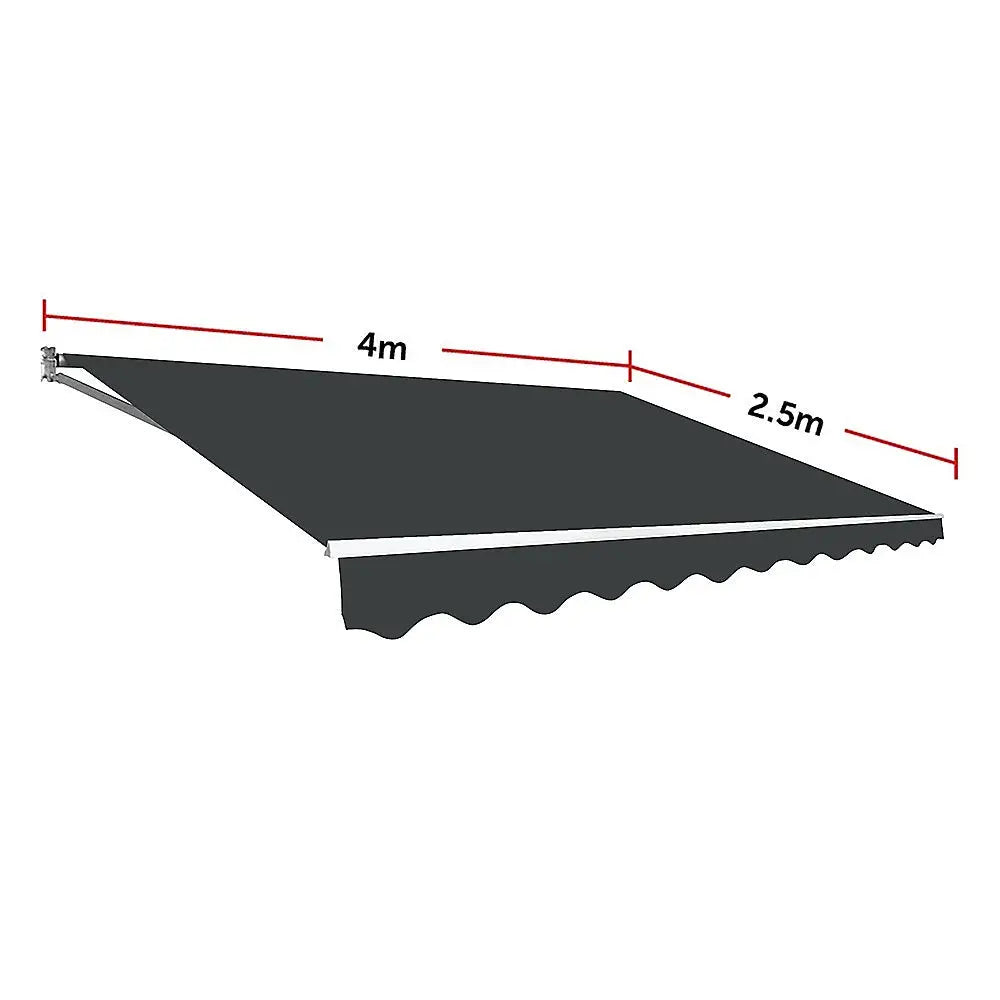 Outdoor Folding Arm Awning Retractable Sunshade Canopy Grey 4.0m x 2.5m - Home & Garden > Shading