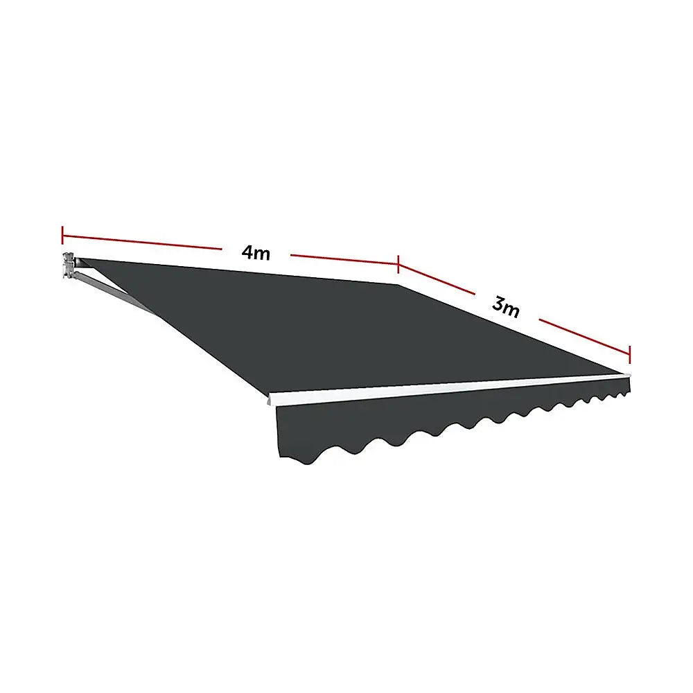 Outdoor Folding Arm Awning Retractable Sunshade Canopy Grey 4.0m x 3.0m - Home & Garden > Shading