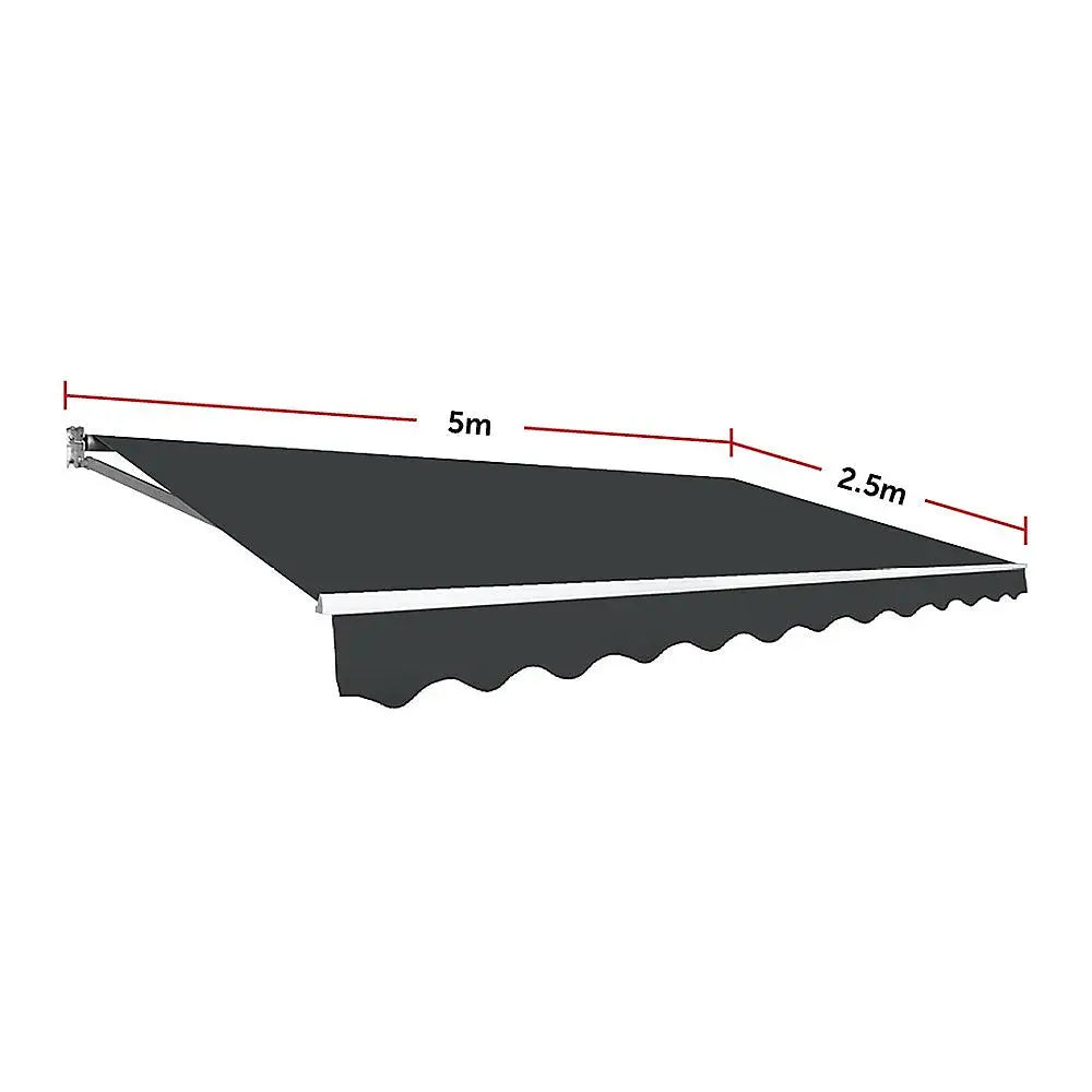 Outdoor Folding Arm Awning Retractable Sunshade Canopy Grey 5.0m x 2.5m - Home & Garden > Shading