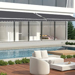 Outdoor Folding Arm Awning Retractable Sunshade Canopy Grey 5.0m x 3.0m - Home & Garden > Shading