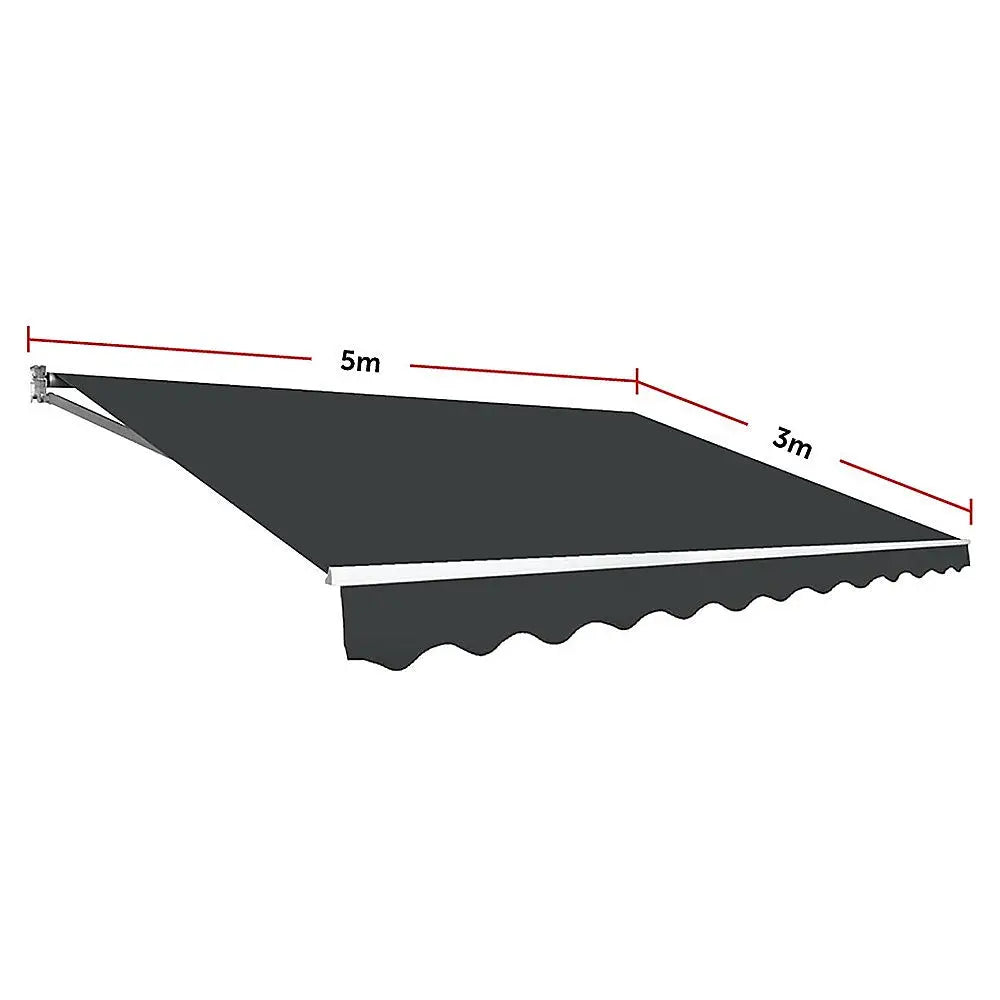 Outdoor Folding Arm Awning Retractable Sunshade Canopy Grey 5.0m x 3.0m - Home & Garden > Shading
