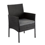 Outdoor Minimalist Black Wicker 6-Seater Dining Set - Furniture > Outdoor