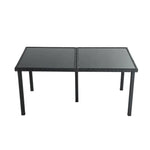 Outdoor Minimalist Black Wicker 6-Seater Dining Set - Furniture > Outdoor