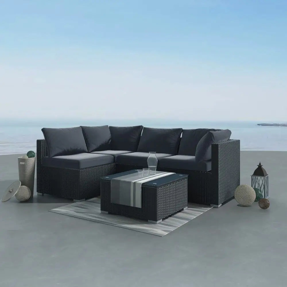 Outdoor Modular Lounge Sofa Bondi-Black - Furniture > Outdoor