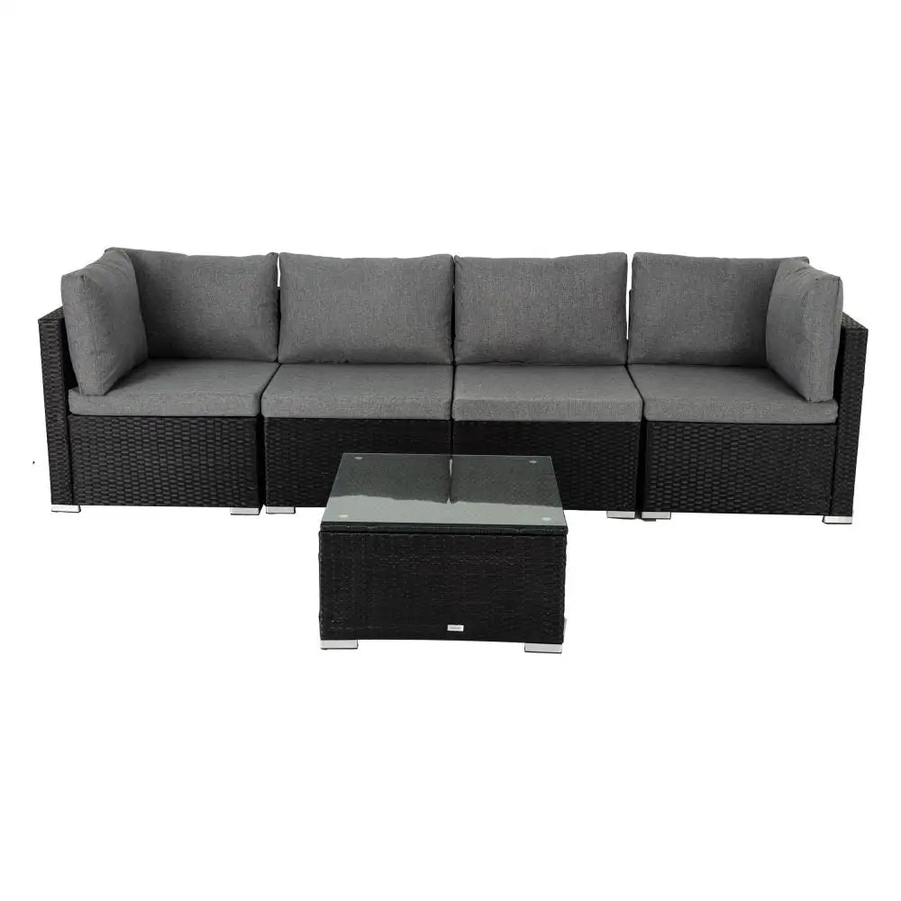 Outdoor Modular Lounge Sofa Bondi-Black - Furniture > Outdoor