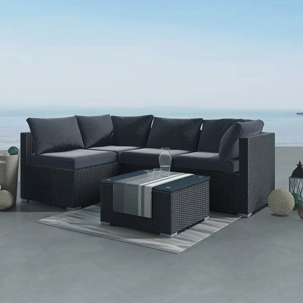 Outdoor Modular Lounge Sofa Bondi-Black - Furniture > Outdoor