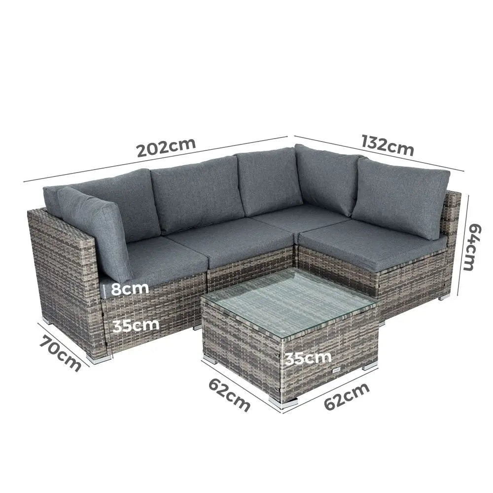 Outdoor Modular Lounge Sofa Bondi -Grey - Furniture > Outdoor