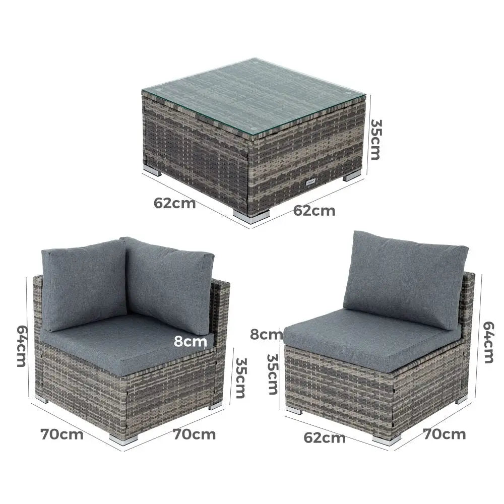 Outdoor Modular Lounge Sofa Bondi -Grey - Furniture > Outdoor