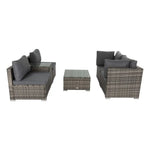 Outdoor Modular Lounge Sofa with Wicker End Table Set - Furniture > Outdoor