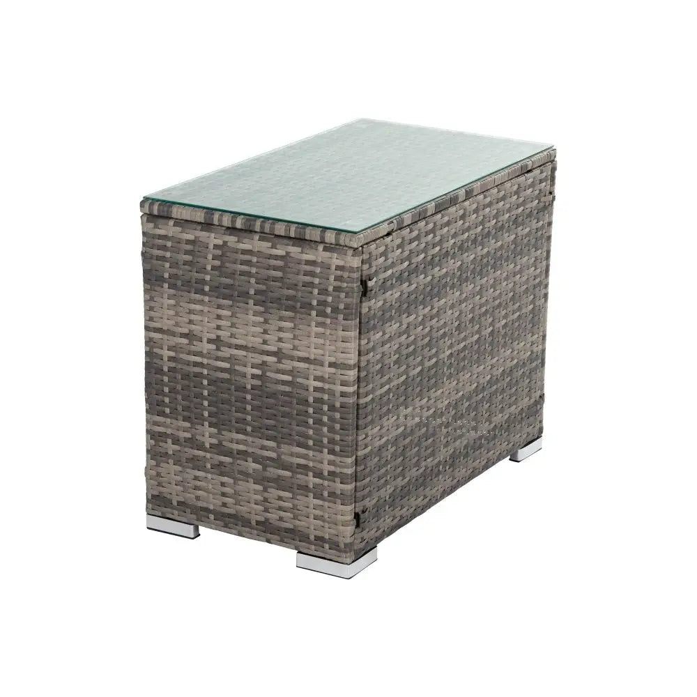Outdoor Modular Lounge Sofa with Wicker End Table Set - Furniture > Outdoor