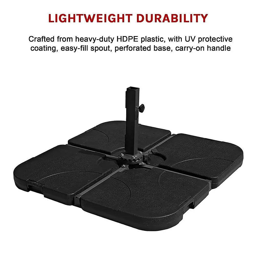 Outdoor Patio 4-Piece Cantilever Offset 3M Umbrella Base Stand Weight Water Sand - Home & Garden > Shading