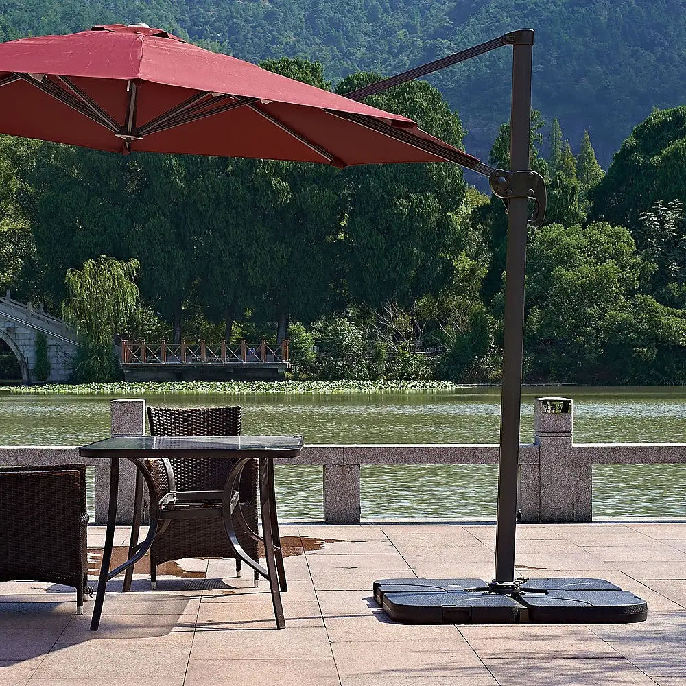 Outdoor Patio 4-Piece Cantilever Offset 3M Umbrella Base Stand Weight Water Sand - Home & Garden > Shading