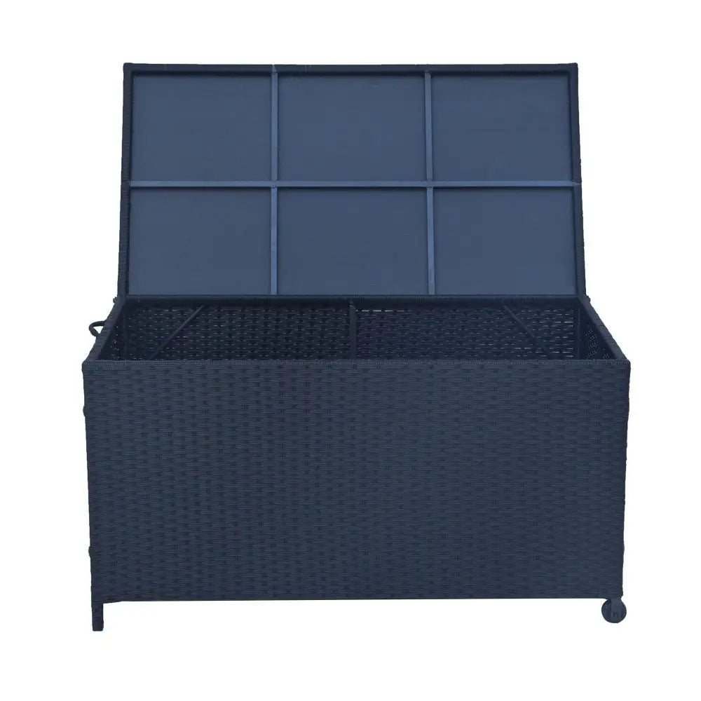 Outdoor PE Wicker Storage Box Garden 320L-Black - Furniture > Outdoor