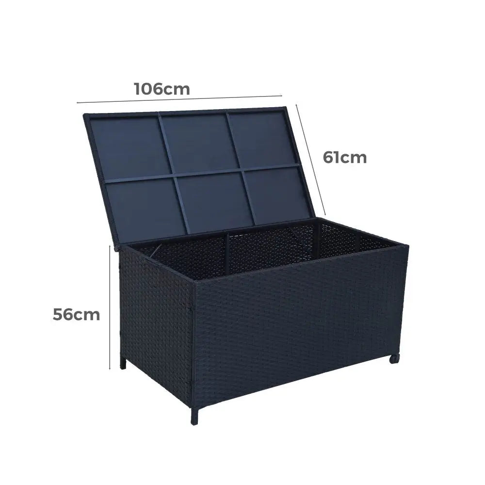 Outdoor PE Wicker Storage Box Garden 320L-Black - Furniture > Outdoor