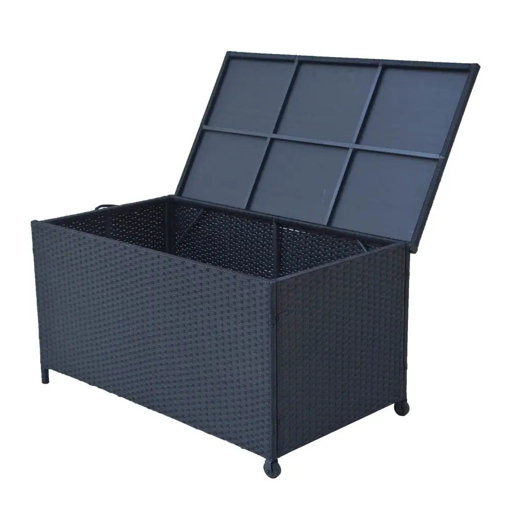 Outdoor PE Wicker Storage Box Garden 320L-Black - Furniture > Outdoor