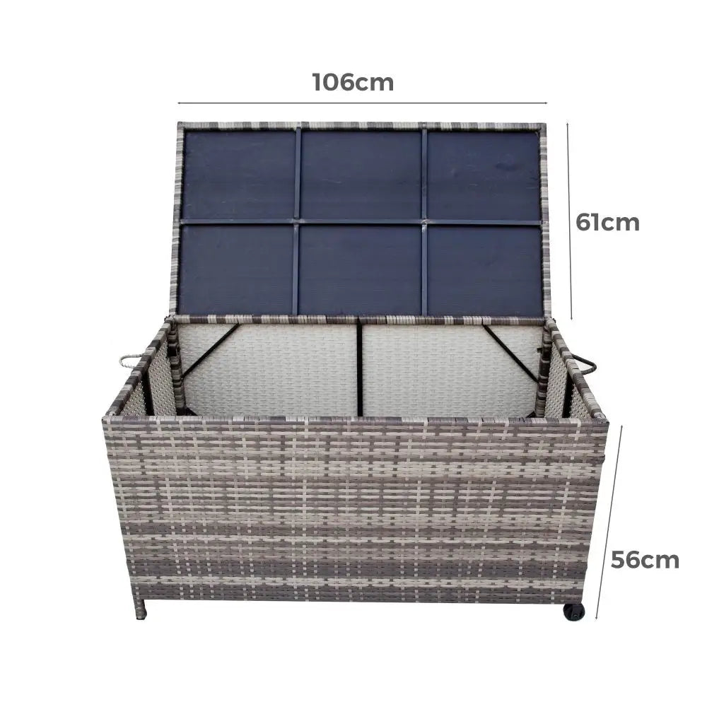 Outdoor PE Wicker Storage Box Garden 320L-Grey - Furniture > Outdoor