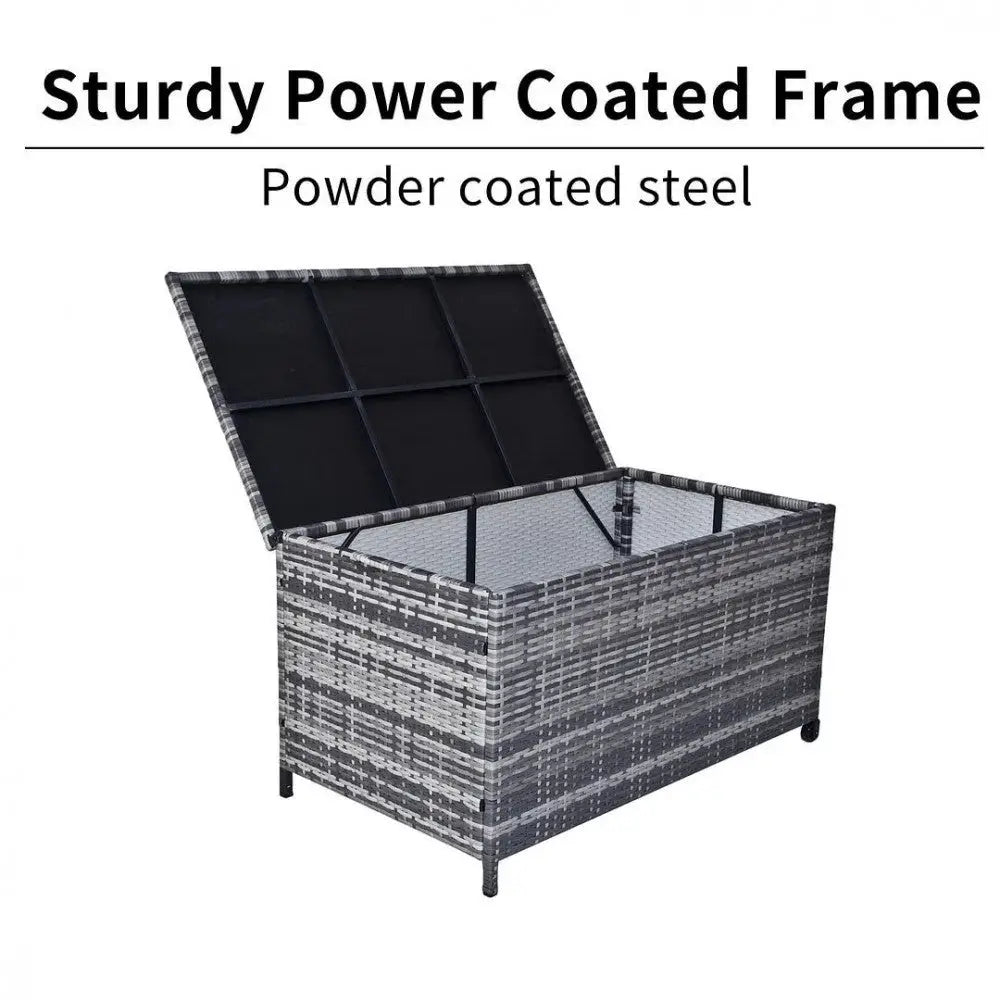 Outdoor PE Wicker Storage Box Garden 320L-Grey - Furniture > Outdoor